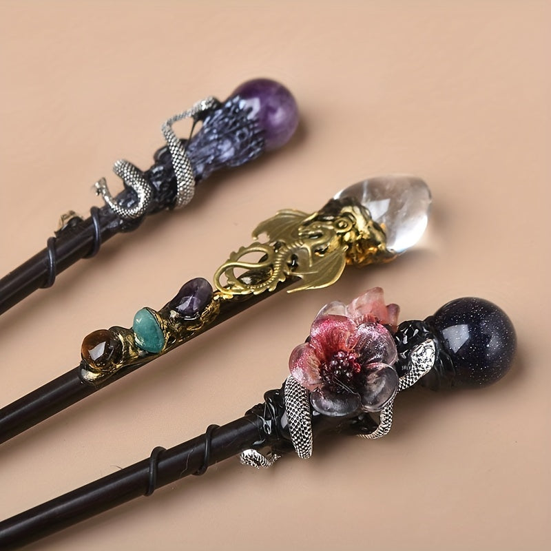 Handcrafted Crystal Witch Wands – Elegant Cosplay & Costume Accessory