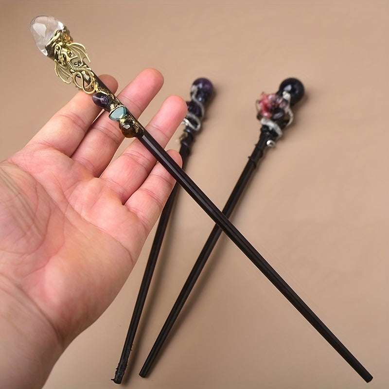 Handcrafted Crystal Witch Wands – Elegant Cosplay & Costume Accessory